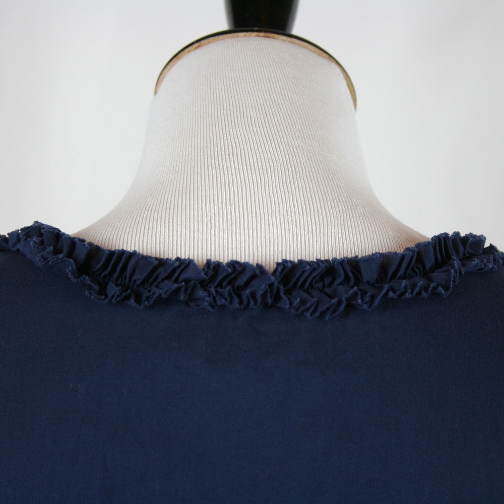 J. Crew Factory Front Ruffle Sleeveless In Navy - Picture 8 of 8